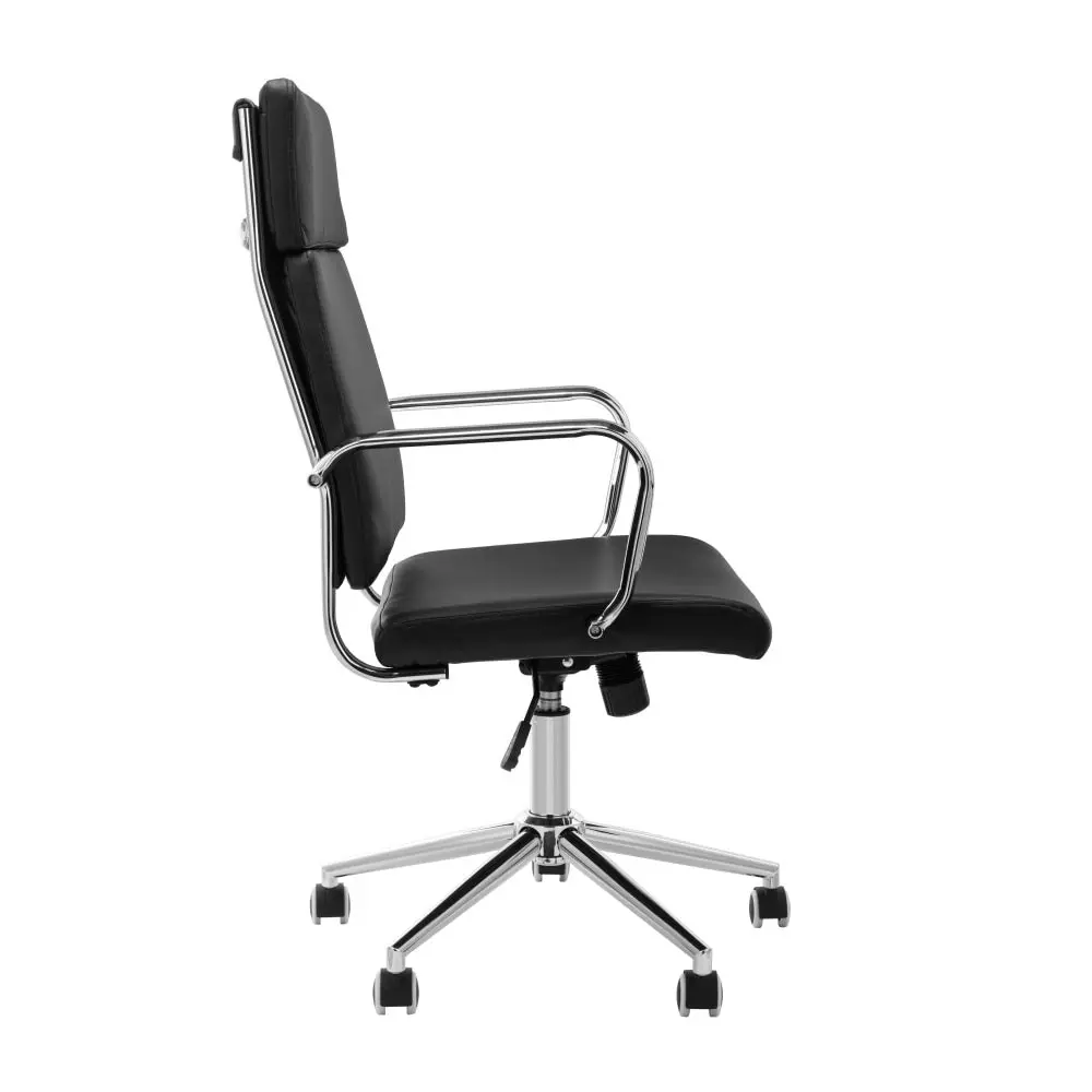 Design Square Ollie PU Leather High Back Office Computer Task Desk Chair Arm Rests Black