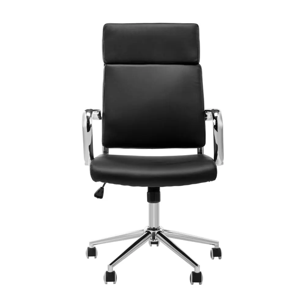 Design Square Ollie PU Leather High Back Office Computer Task Desk Chair Arm Rests Black