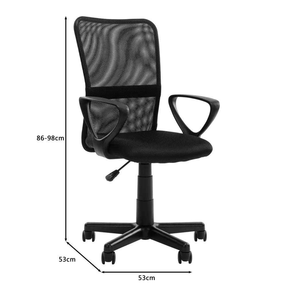 Design Square Hudson Modern Mesh Computer Task Desk Office Chair Arms Rest Black