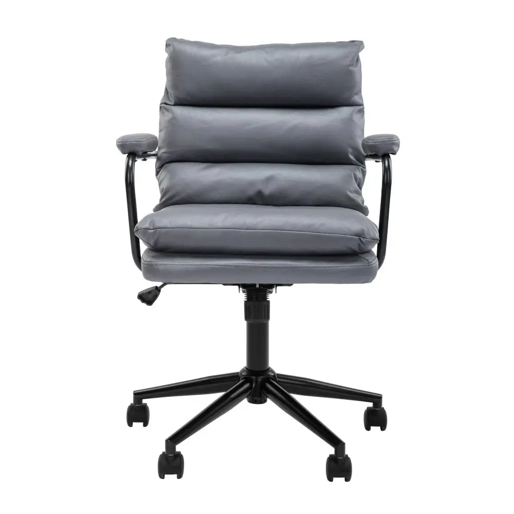 Design Square Kinsley Soft Pad PU Leather Office Task Desk Computer Chair Arms Rest Grey