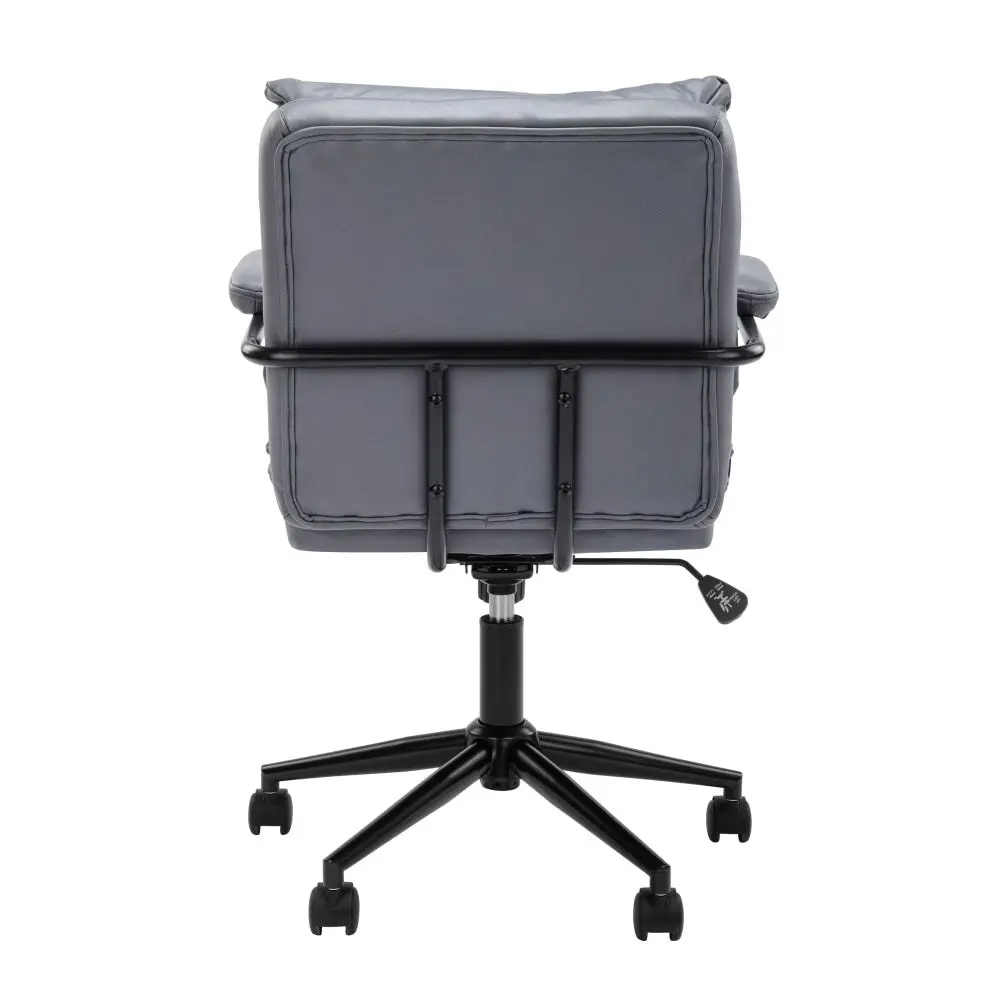 Design Square Kinsley Soft Pad PU Leather Office Task Desk Computer Chair Arms Rest Grey