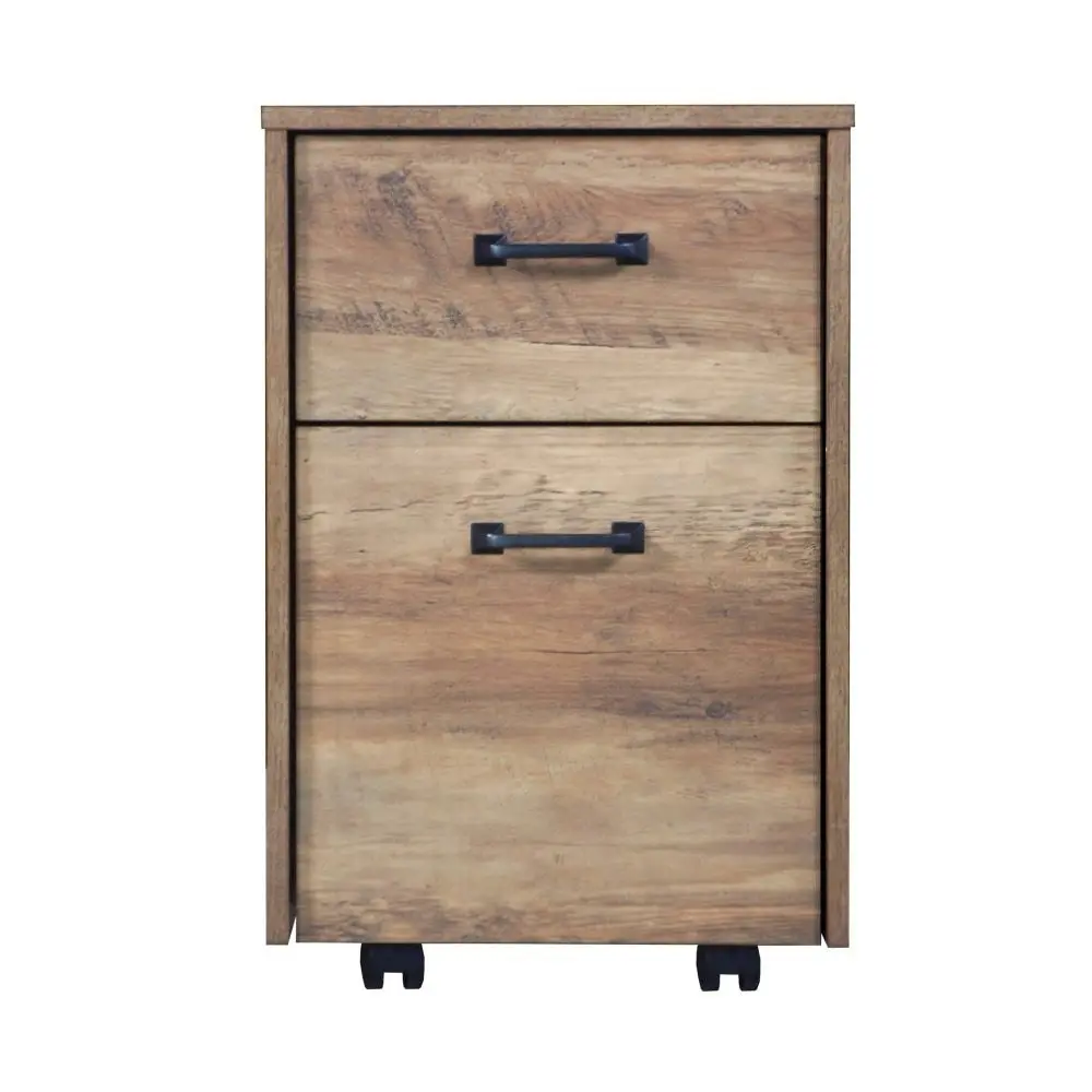 Maestro Furniture Andy Modern 2-Drawer Mobile Pedestal Storage Filing Cabinet - Rustic Oak