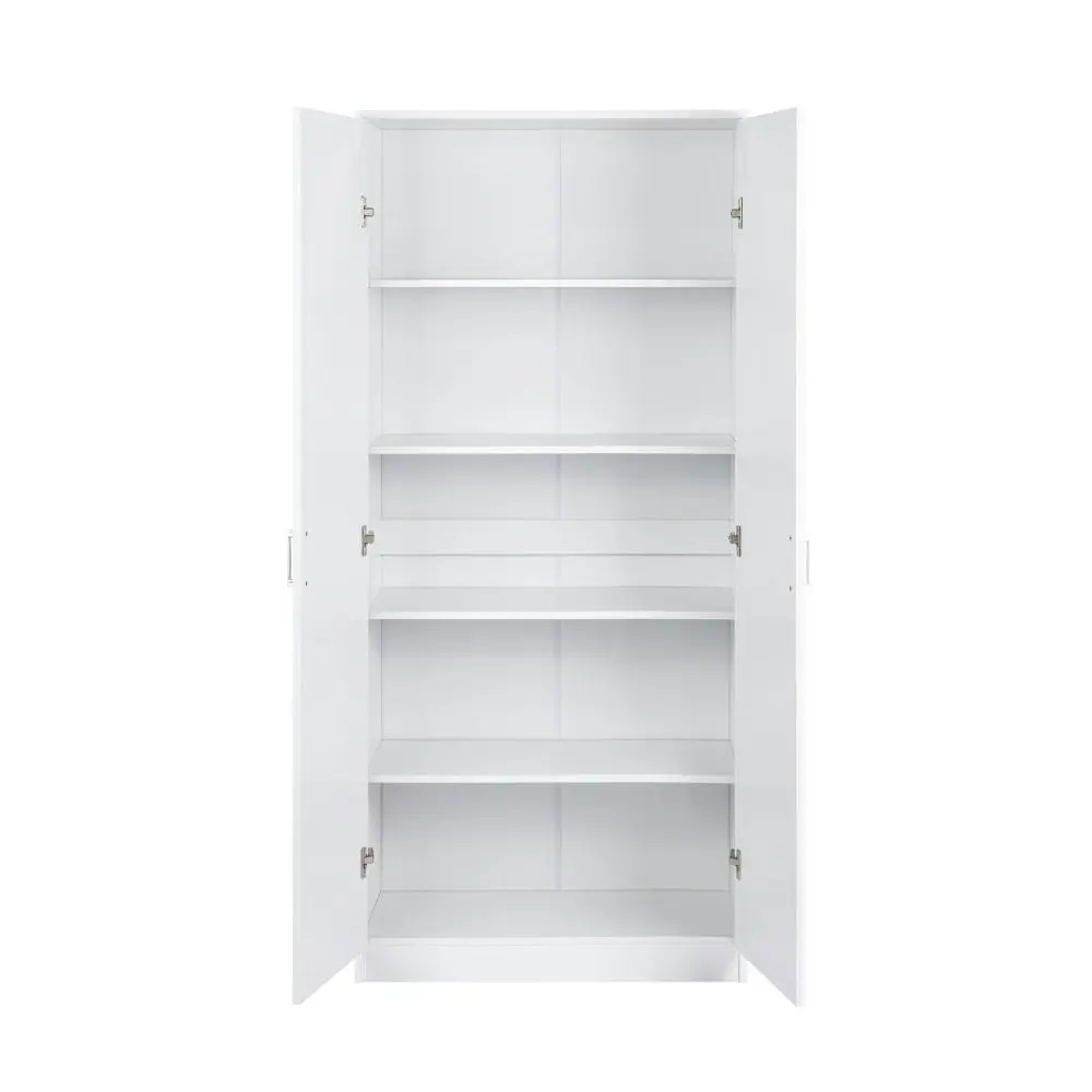 Design Square Monica 5-Tier Multi-Purpose Cupboard Tall Storage Cabinet 2-Doors White