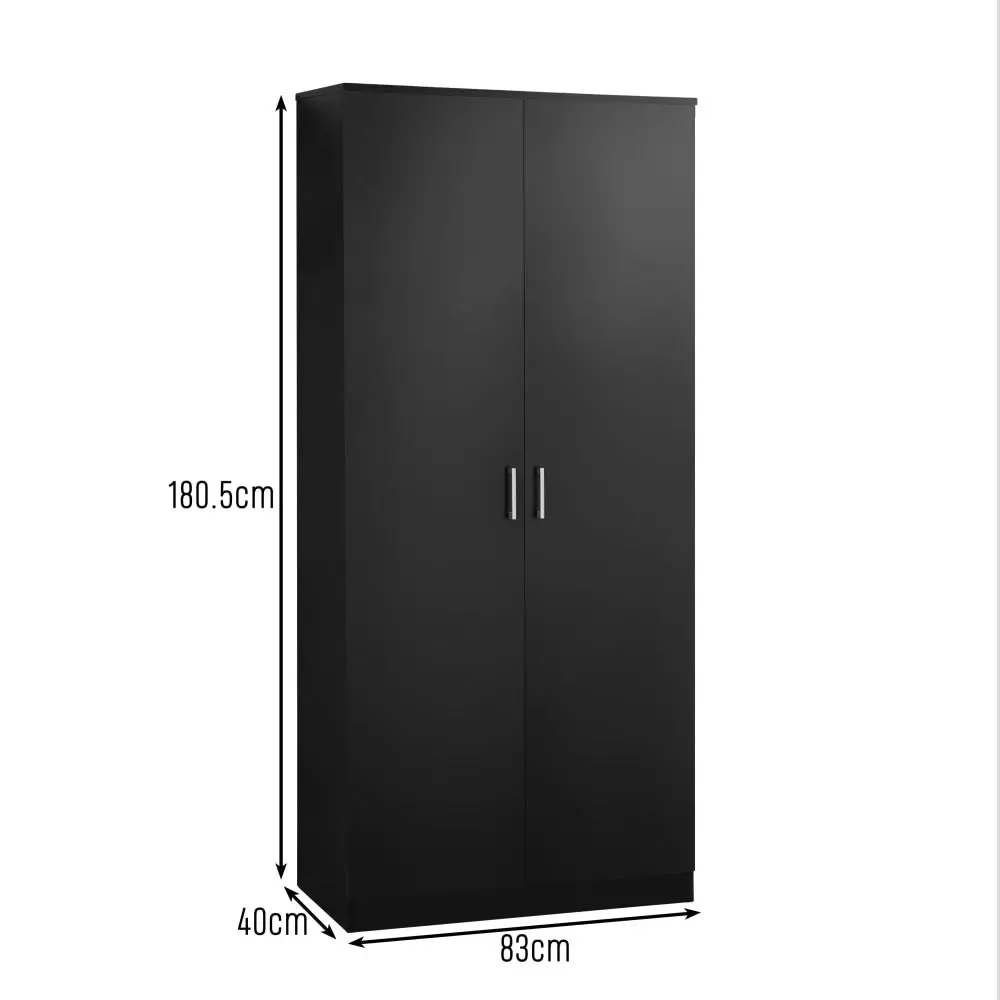 Design Square Monica 5-Tier Multi-Purpose Cupboard Tall Storage Cabinet 2-Doors Black