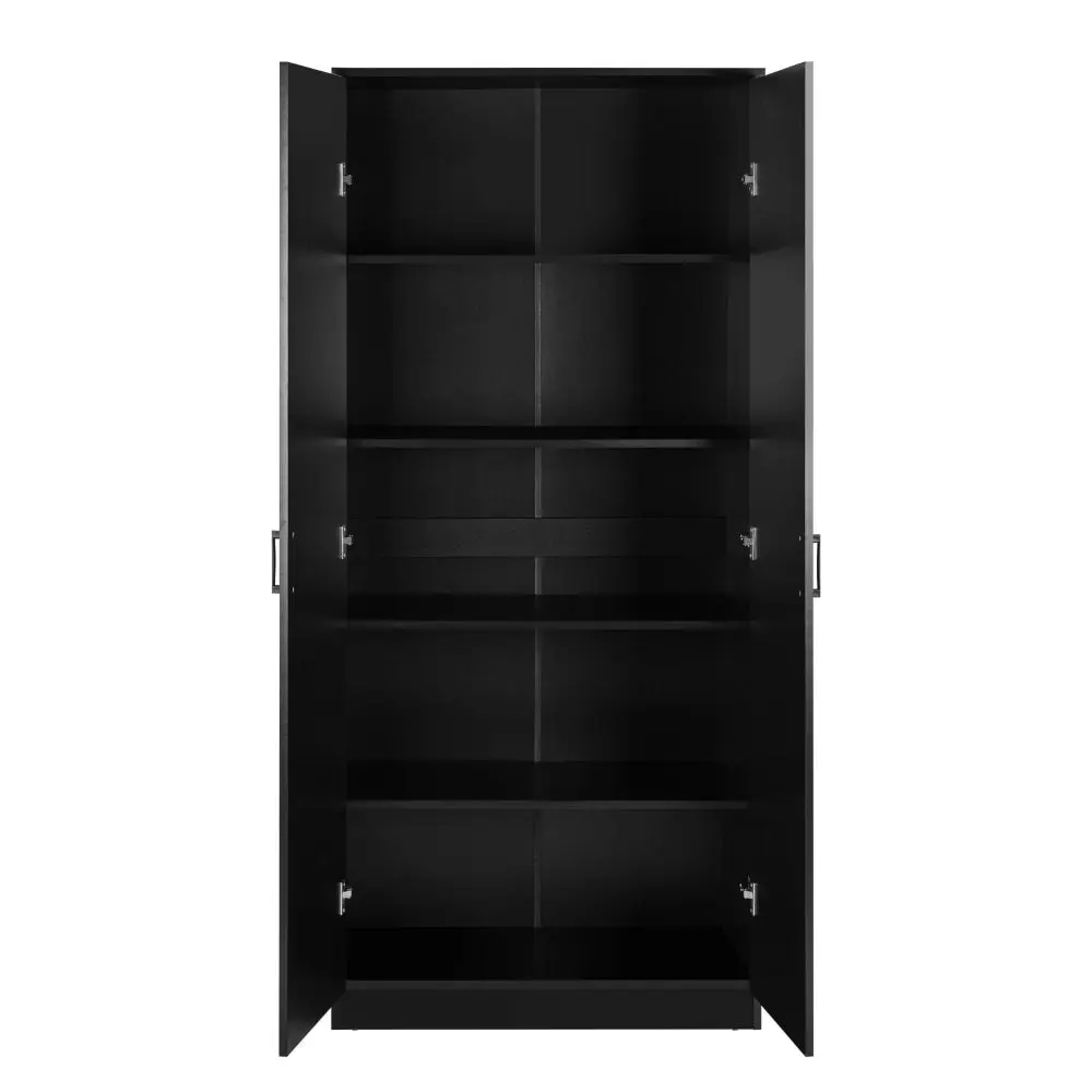 Design Square Monica 5-Tier Multi-Purpose Cupboard Tall Storage Cabinet 2-Doors Black