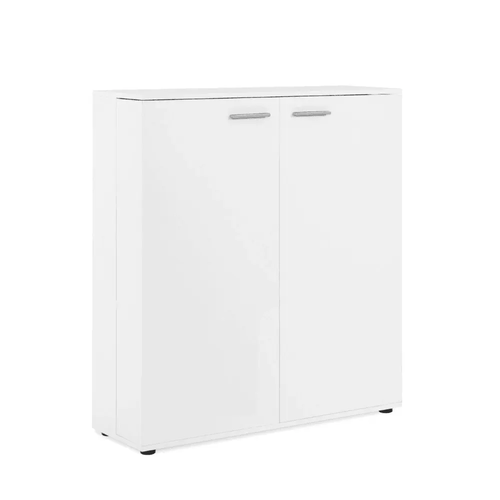 Design Square Roger Wooden Shoe Rack Oganiser Storage Cabinet 2-Doors White