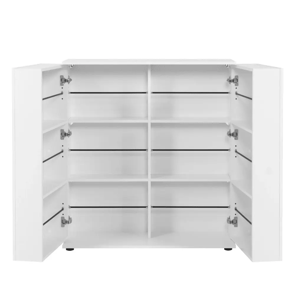 Design Square Roger Wooden Shoe Rack Oganiser Storage Cabinet 2-Doors White