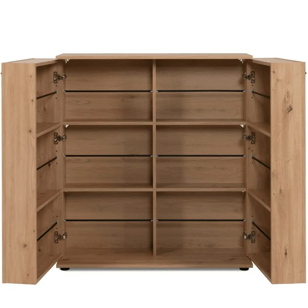 Design Square Roger Wooden Shoe Rack Oganiser Storage Cabinet 2-Doors Oak