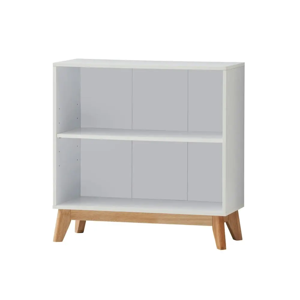 Design Square Minere 2-Tier Woodne Low Bookcase Display Shelf Cabinet White/Oak