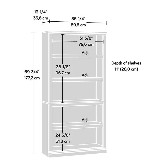 Design Square Emalie Modern Classic Wooden 5-Tier Bookcase Display Bookshelves Estate Black