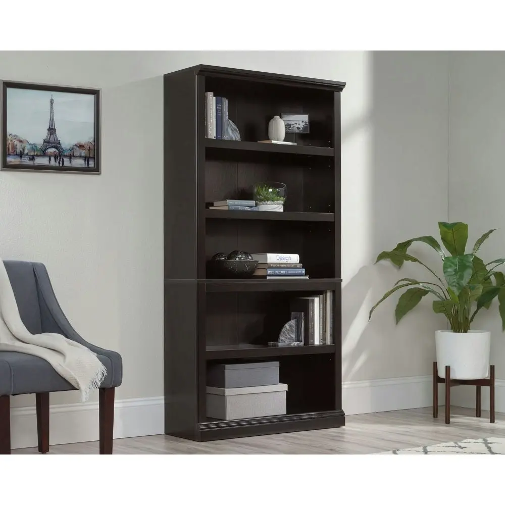 Design Square Emalie Modern Classic Wooden 5-Tier Bookcase Display Bookshelves Estate Black