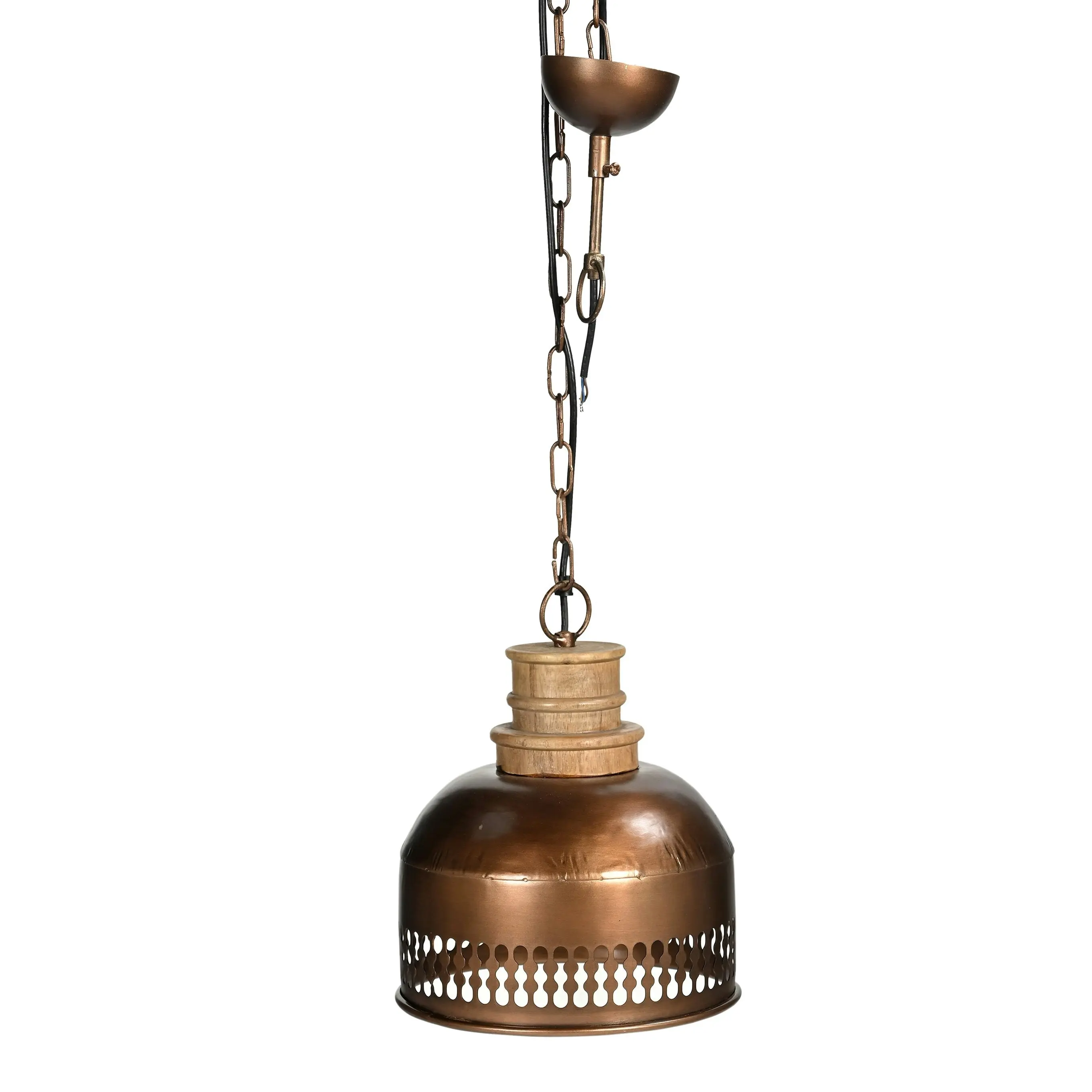 Billy Copper Cut-Out And Wood Rustic Lamp Shade