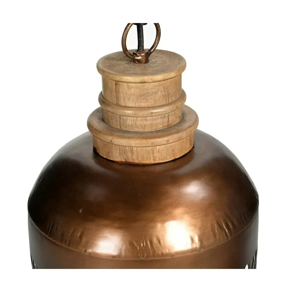 Billy Copper Cut-Out And Wood Rustic Lamp Shade