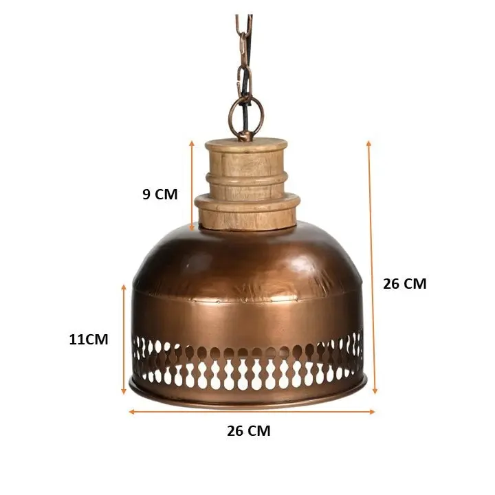 Billy Copper Cut-Out And Wood Rustic Lamp Shade