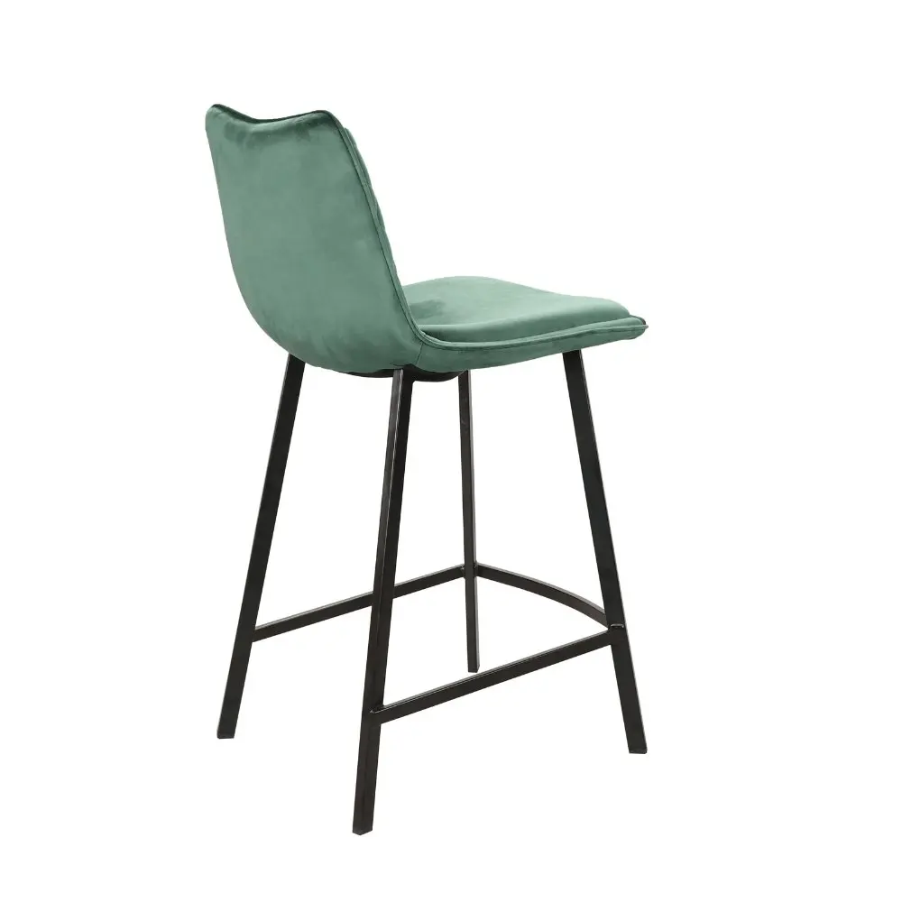 Raimon Furniture Set Of 2 Pippa Velvet Frabric Kitchen Counter Bar Stools 63.5cm Metal Frame - Emerald