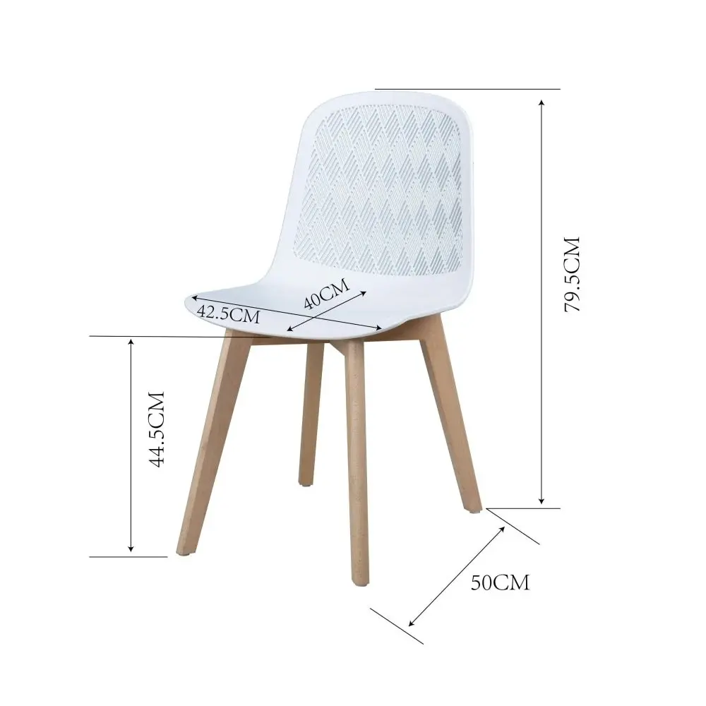 Design Square Set Of 2 Jonas PP Kitchen Dining Chairs Wooden Legs White/Oak