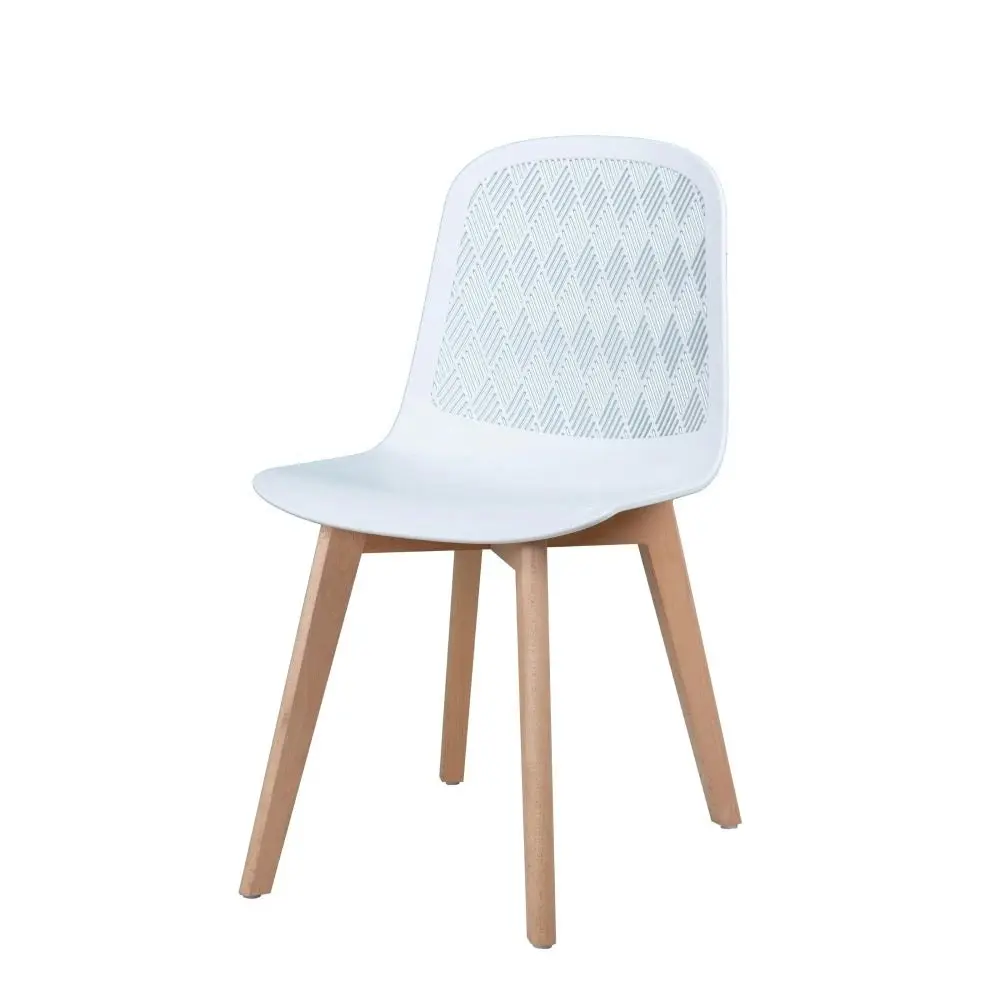 Design Square Set Of 2 Jonas PP Kitchen Dining Chairs Wooden Legs White/Oak