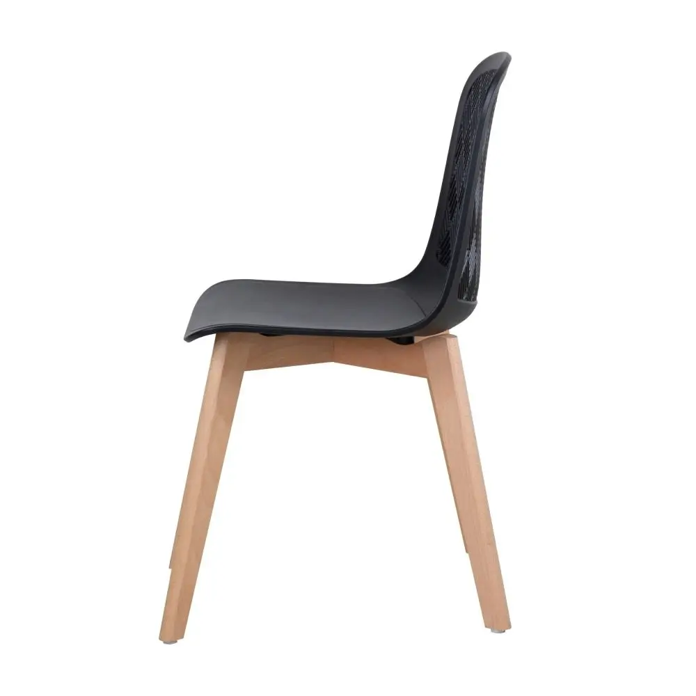 Design Square Set Of 2 Jonas PP Kitchen Dining Chairs Wooden Legs Black/Oak