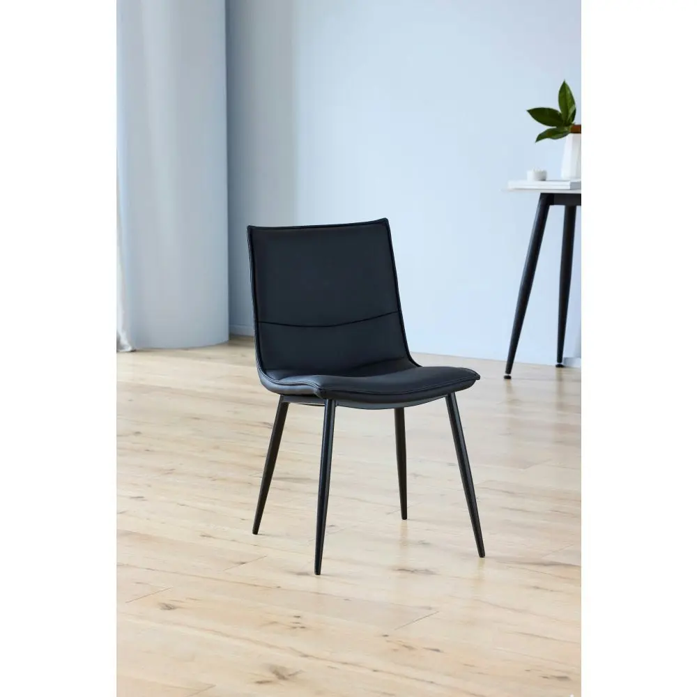 Raimon Furniture Set Of 2 Kairis Eco Leather Kitchen Dining Chair Metal Legs - Black