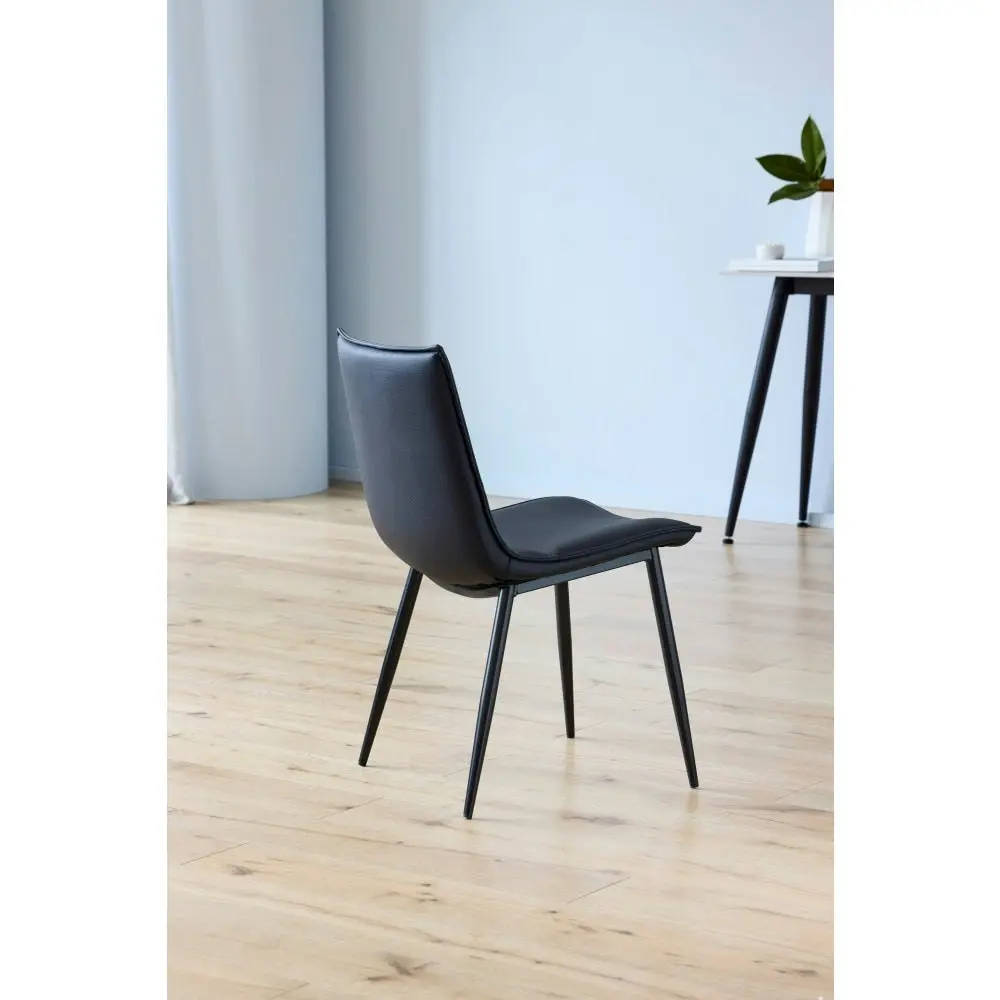 Raimon Furniture Set Of 2 Kairis Eco Leather Kitchen Dining Chair Metal Legs - Black