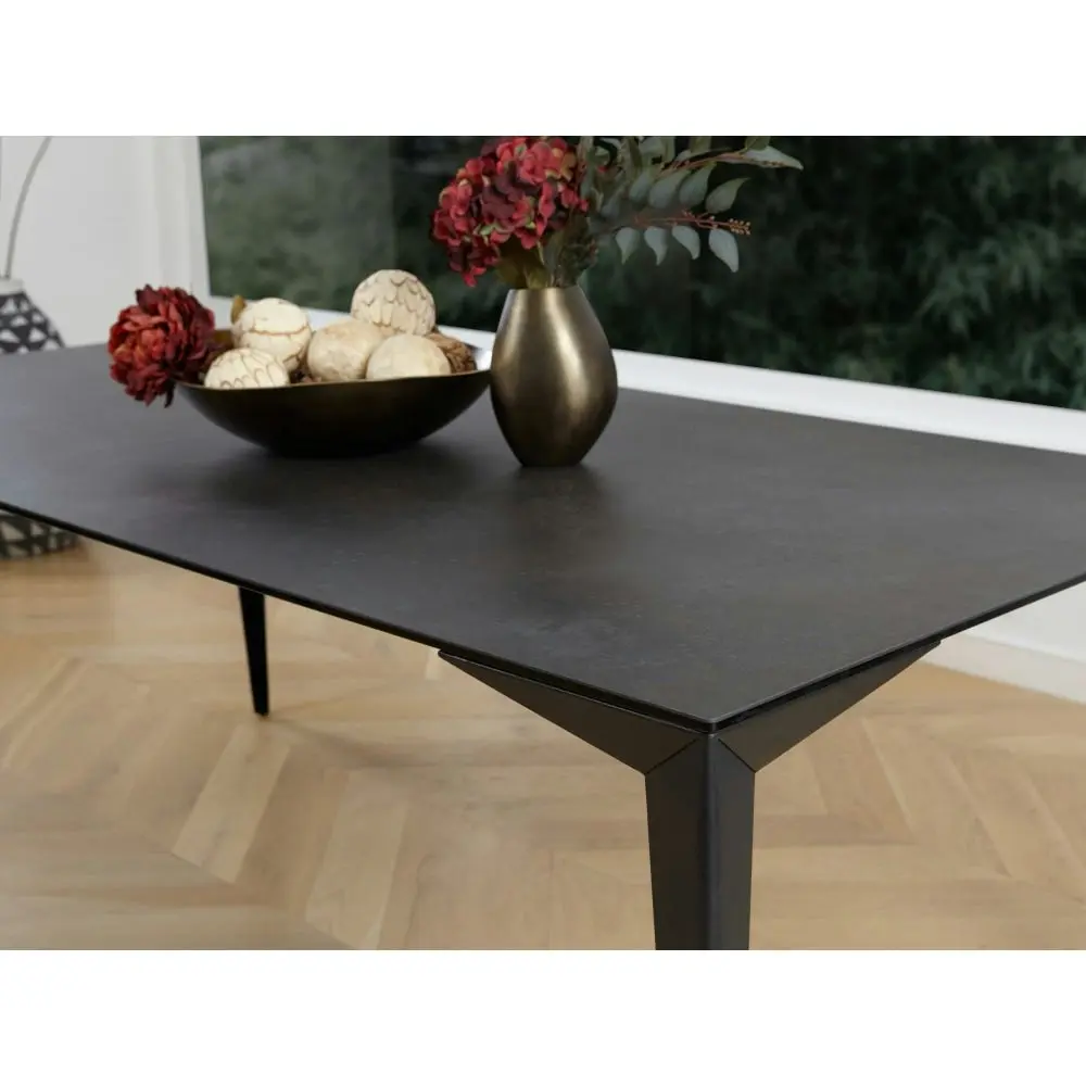 Raimon Furniture Alexandra Large Modern Rectangular Kitchen Dining Table Ceramic Metal Frame 240cm - Nero