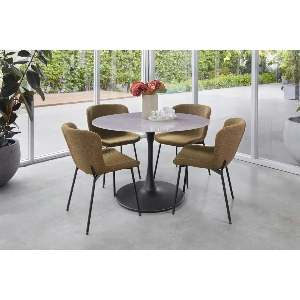 Raimon Furniture Fari Round Ceramic Kitchen Dining Table 110cm Metal Frame - Bulgarian Grey