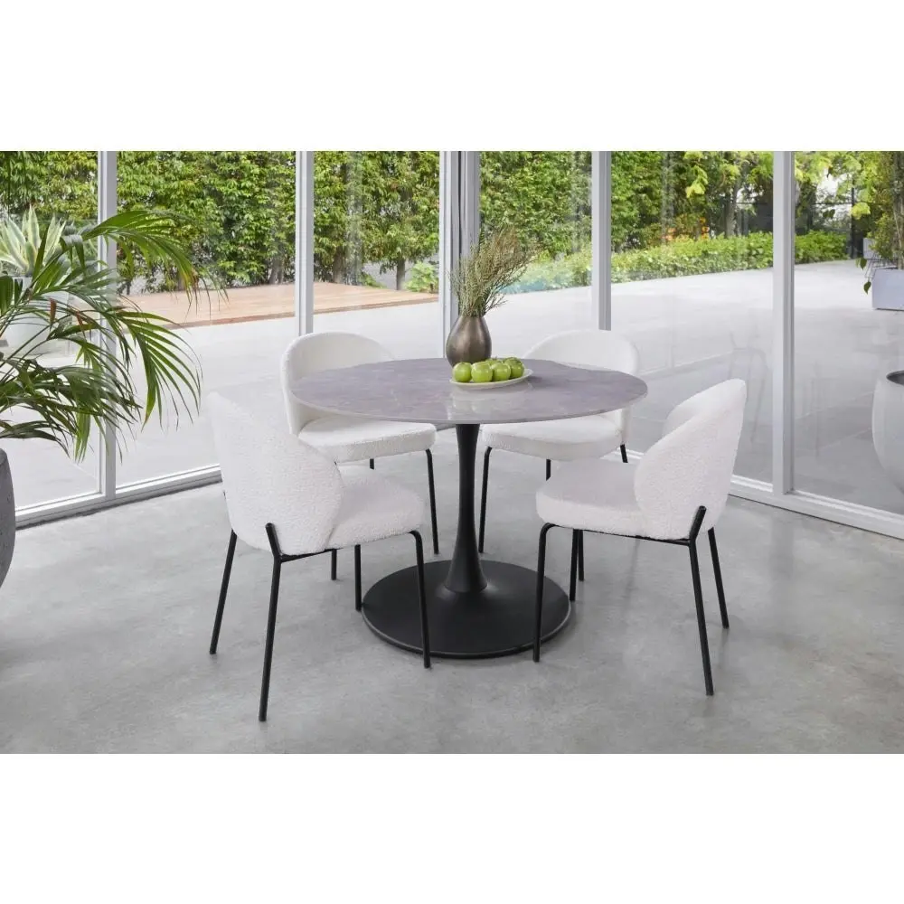 Raimon Furniture Fari Round Ceramic Kitchen Dining Table 110cm Metal Frame - Bulgarian Grey