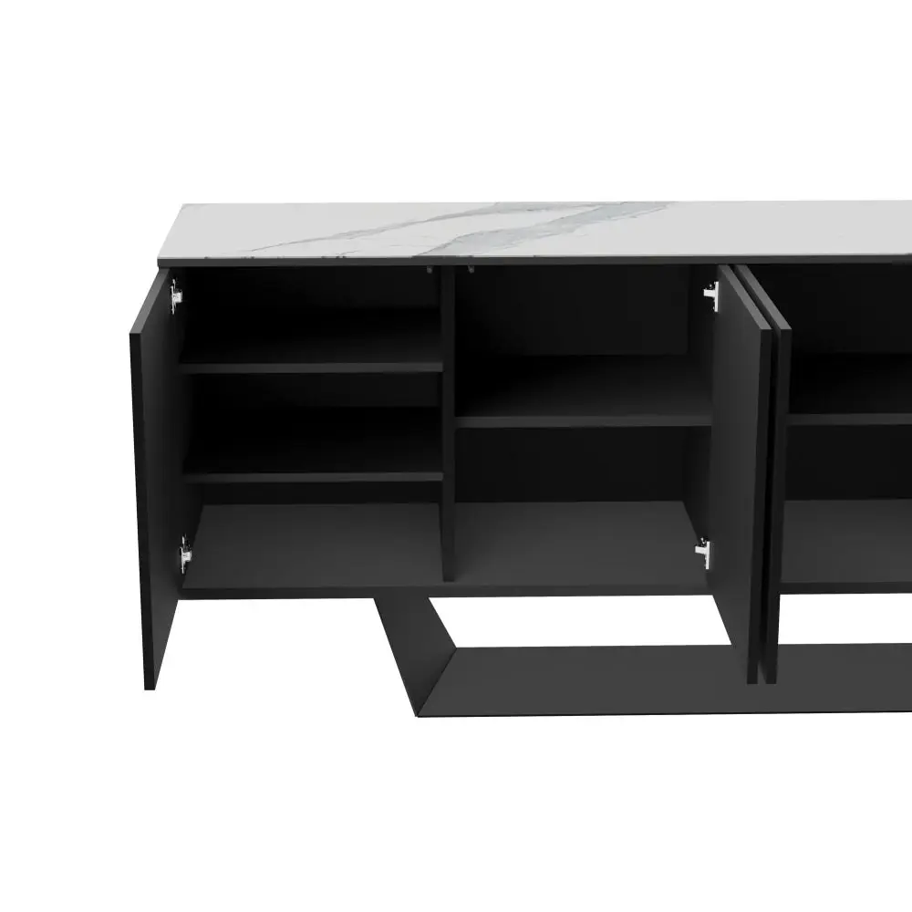 Raimon Furniture Arianna Modern Sideboard Buffet Unit Storage Cabinet Ceramic - Marmo / Black