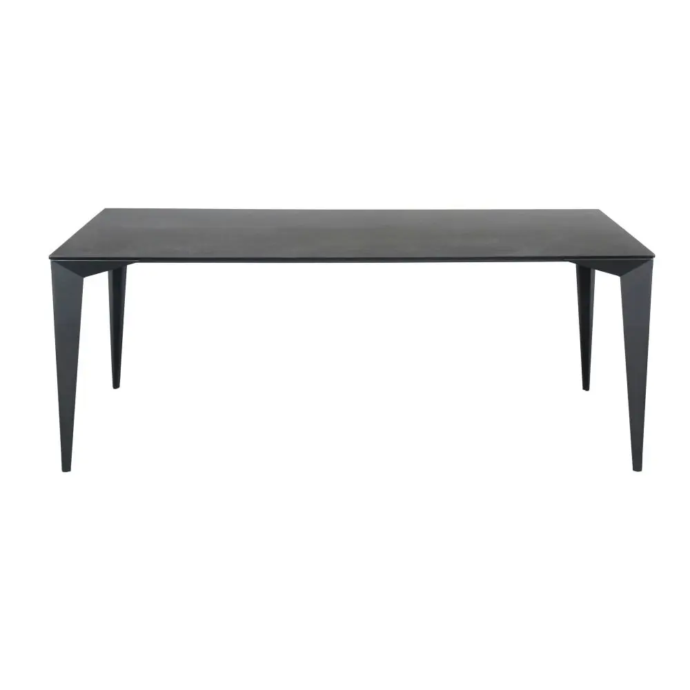 Raimon Furniture Alexandra Modern Rectangular Kitchen Dining Table Ceramic Metal Frame 200cm - Nero