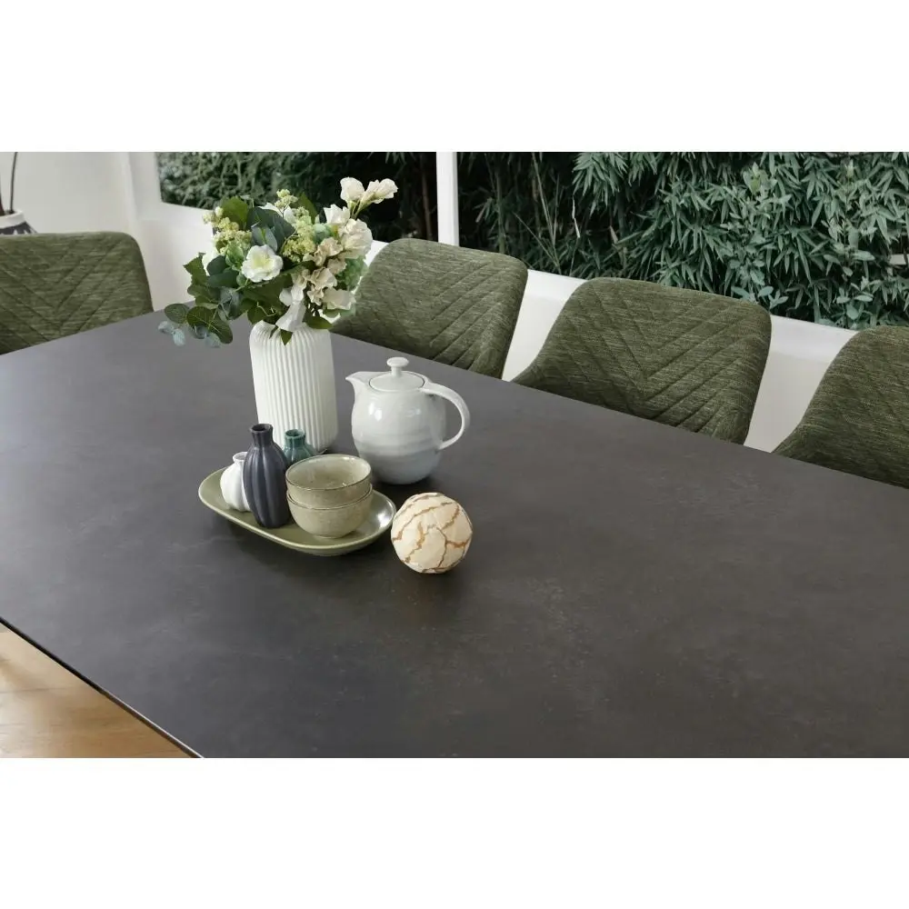 Raimon Furniture Alexandra Modern Rectangular Kitchen Dining Table Ceramic Metal Frame 200cm - Nero