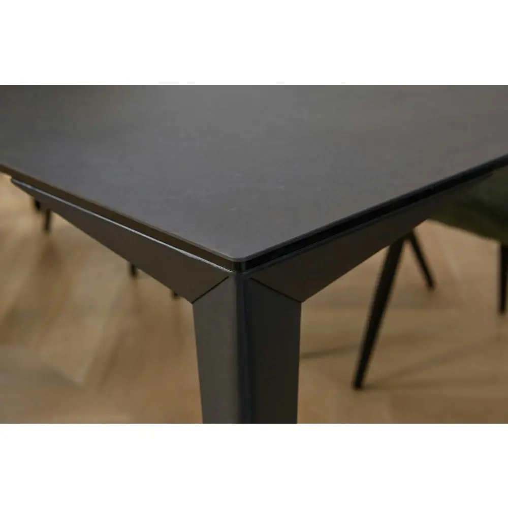 Raimon Furniture Alexandra Modern Rectangular Kitchen Dining Table Ceramic Metal Frame 200cm - Nero