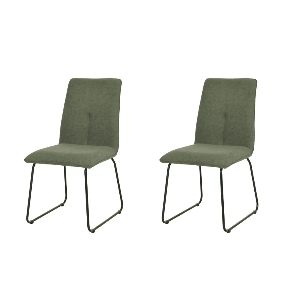 Set Of 2 Kirie Boucle Fabric Kitchen Dining Chair Metal Legs - Pine