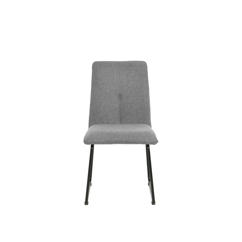 Set Of 2 Kirie Boucle Fabric Kitchen Dining Chair Metal Legs - Grey