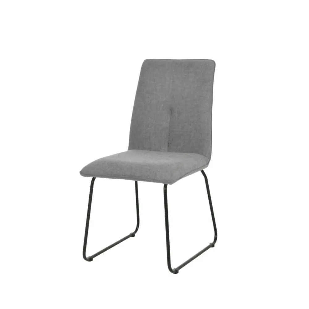 Set Of 2 Kirie Boucle Fabric Kitchen Dining Chair Metal Legs - Grey