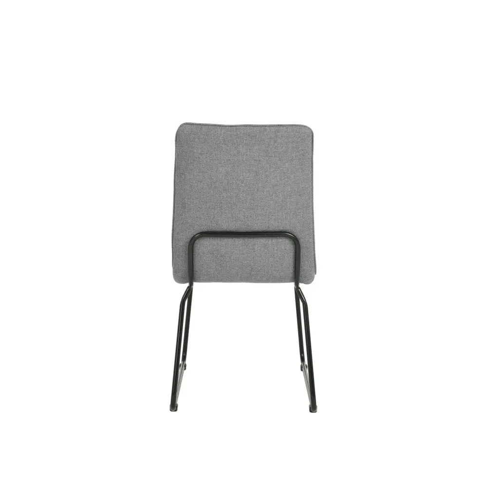 Set Of 2 Kirie Boucle Fabric Kitchen Dining Chair Metal Legs - Grey