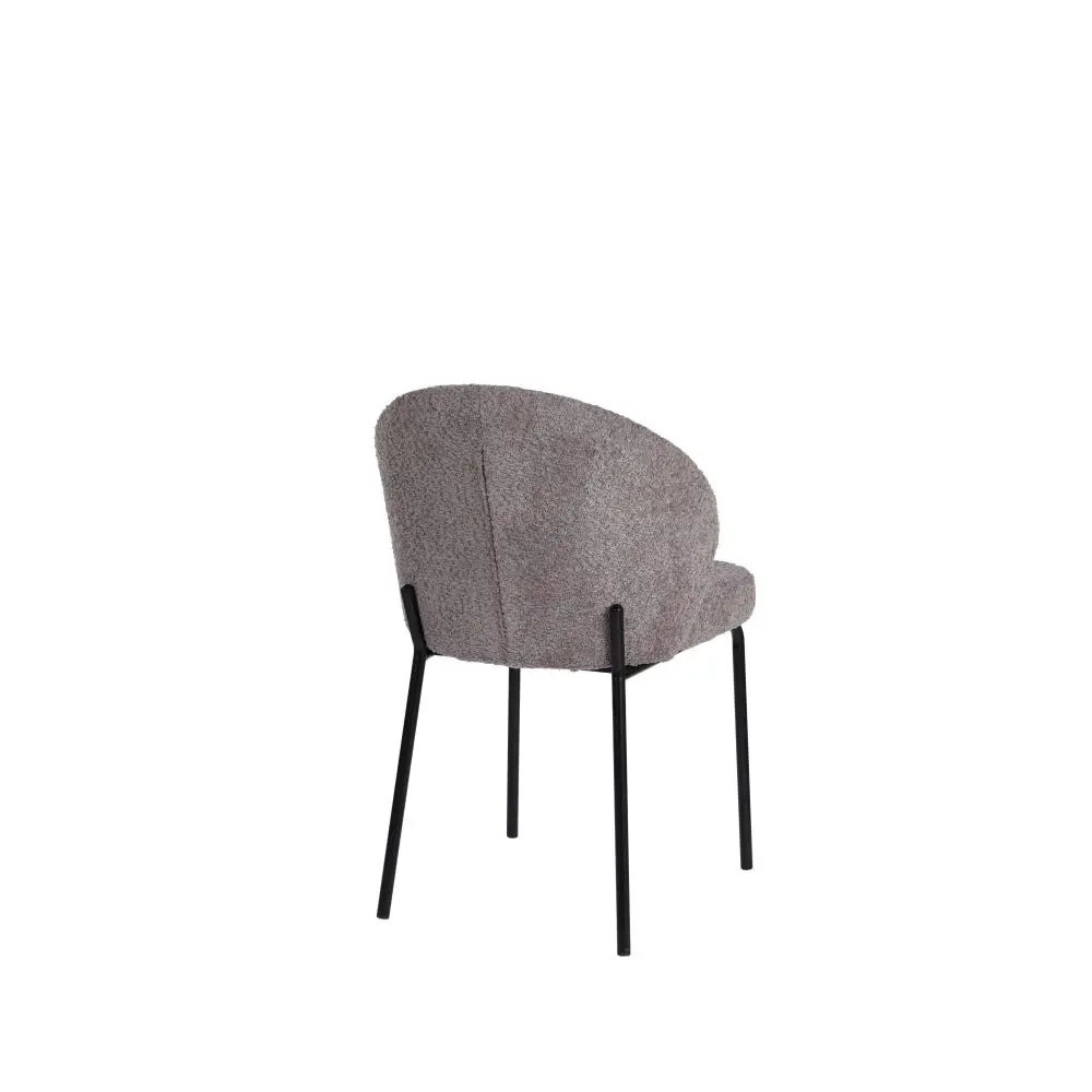 Raimon Furniture Set Of 2 Elena Modern Boucle Fabric Kitchen Dining Chairs Metal Frame - Pewter