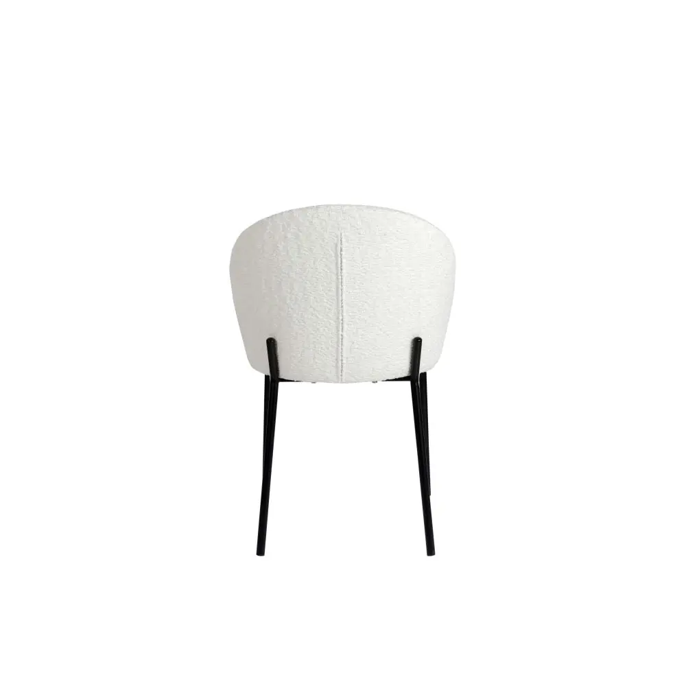 Raimon Furniture Set Of 2 Elena Modern Boucle Fabric Kitchen Dining Chairs Metal Frame - Ivory