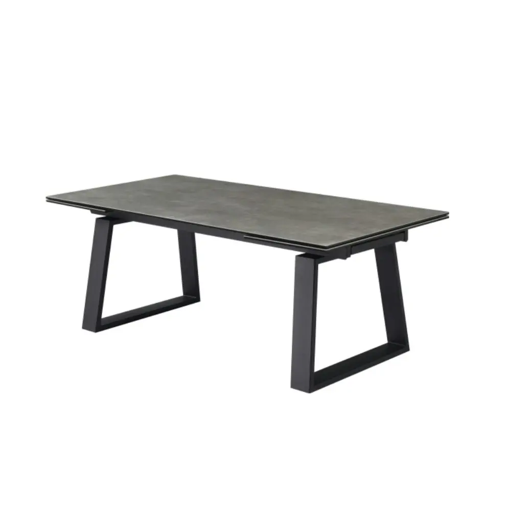 Raimon Furniture Nathan Rectangular Ceramic Extension Kitchen Dining Table 200-300cm Metal Frame - Andesite