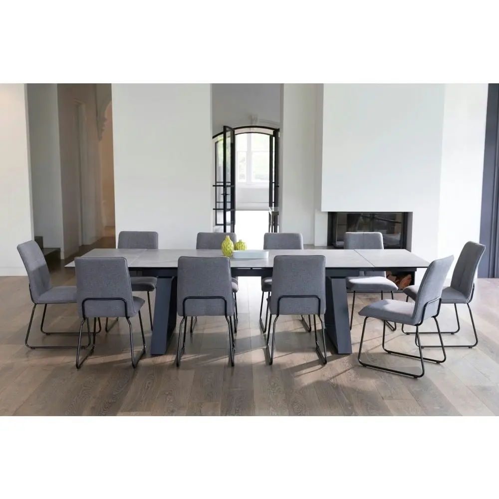 Raimon Furniture Nathan Rectangular Ceramic Extension Kitchen Dining Table 200-300cm Metal Frame - Andesite