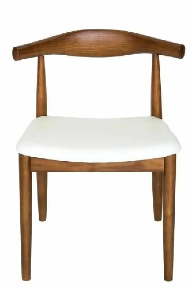 Set of 2 - Hans Wegner Replica CH20 Elbow Dining Chair - Walnut Frame - White