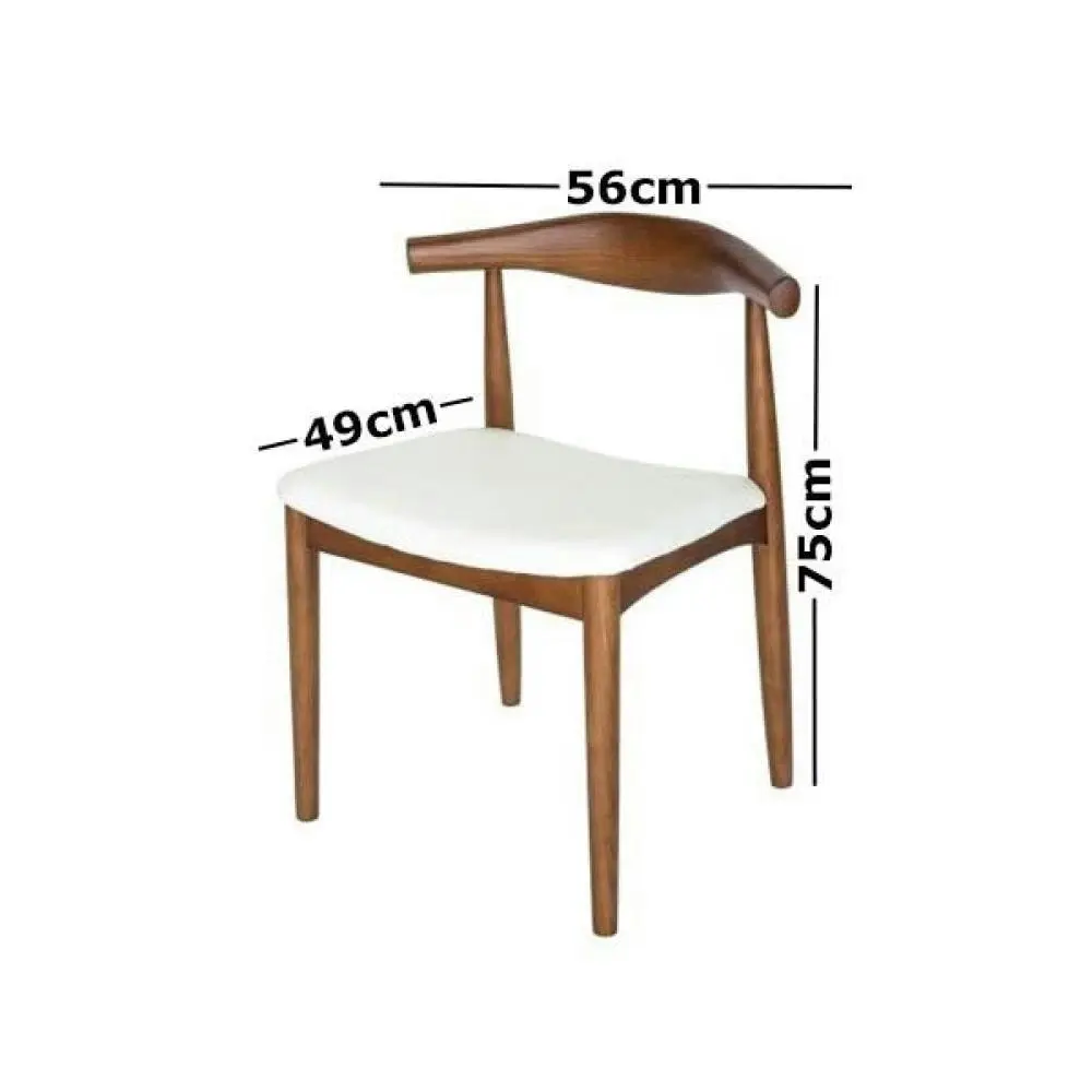 Set of 2 - Hans Wegner Replica CH20 Elbow Dining Chair - Walnut Frame - White