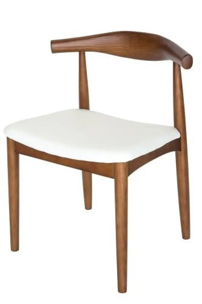 Set of 2 - Hans Wegner Replica CH20 Elbow Dining Chair - Walnut Frame - White