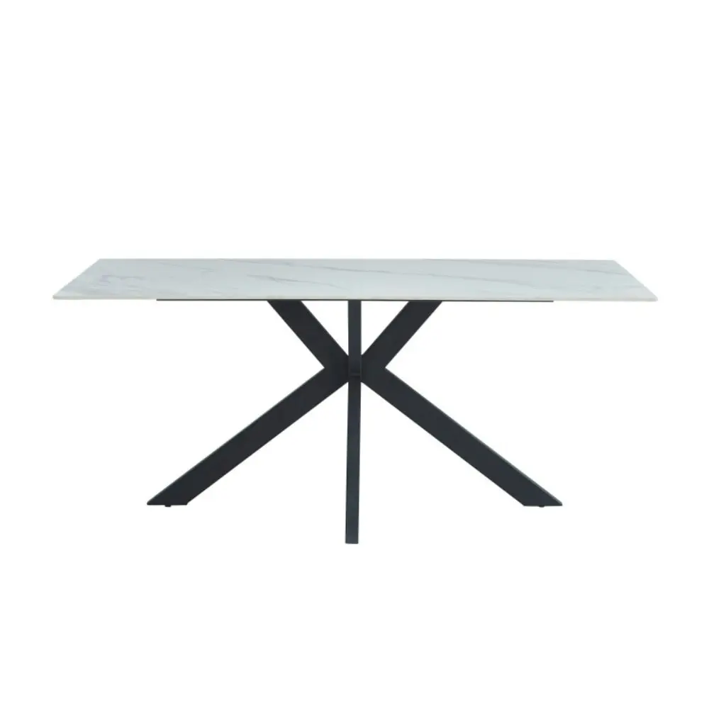 Raimon Furniture Randell Ceramic Marble Look Rectangle Kitchen Dining Table 180cm - Snow White