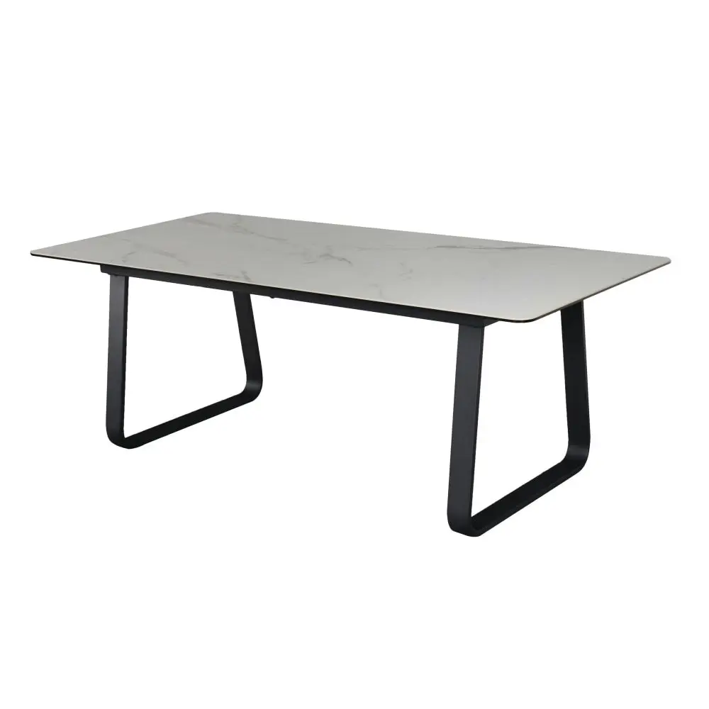 Raimon Furniture Jeolla Modern Rectangular Kitchen Dining Table Marmo Ceramic 210cm - White / Black