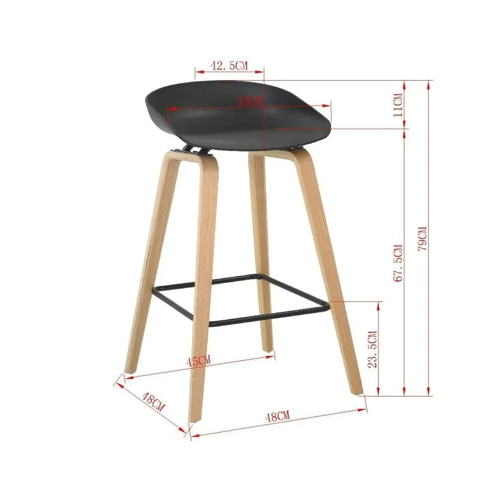 Calla Scandinavian Kitchen Counter Bar Stool 72cm - Black