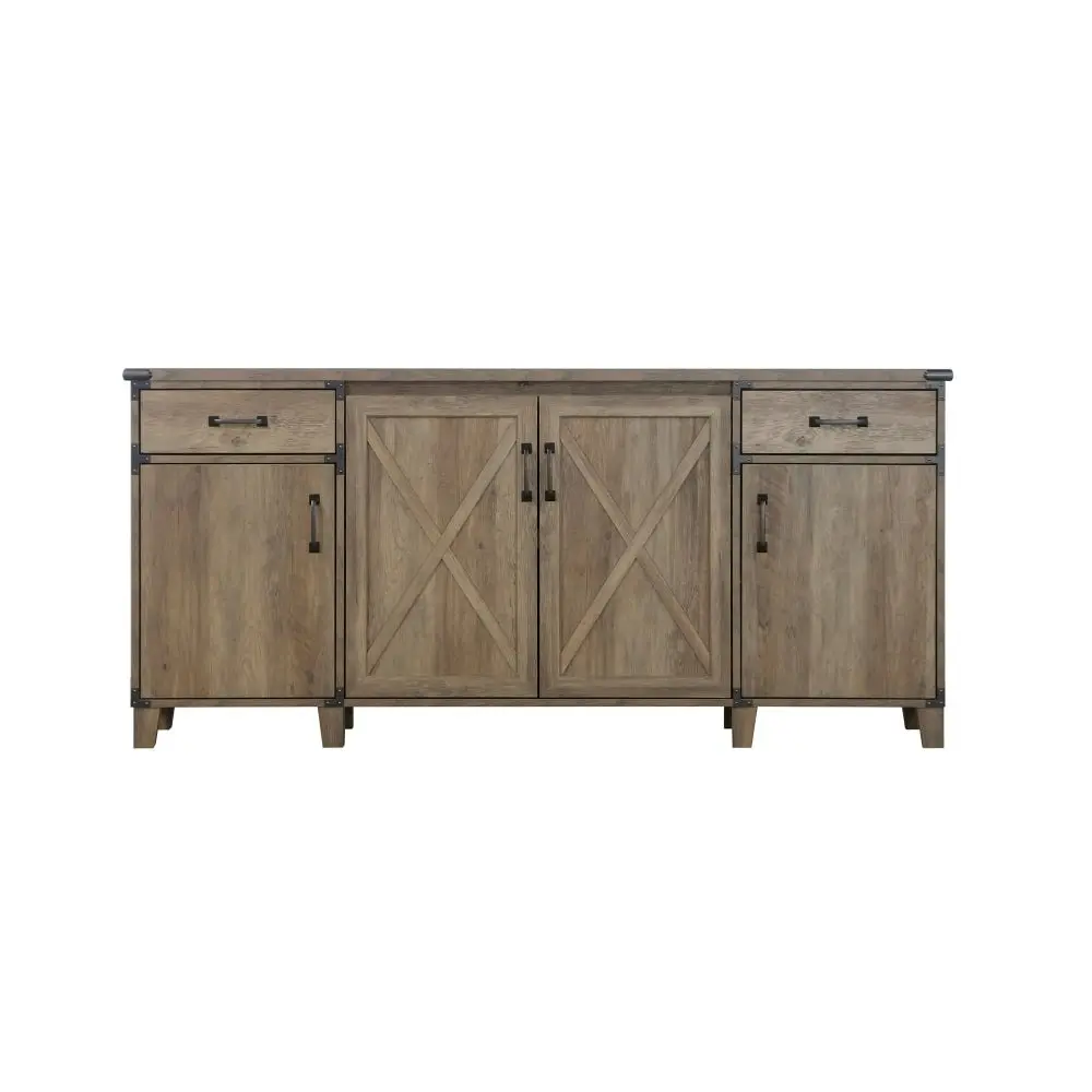 Maestro Furniture Cairo Credenza Office Storage Cabinet Sideboard W/ Doors - Rustic Oak