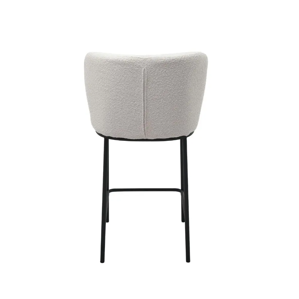 Raimon Furniture Set Of 2 Paolo Modern Boucle Fabric Kitchen Counter Bar Stool - White