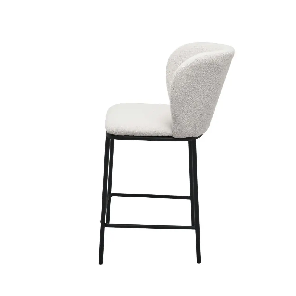 Raimon Furniture Set Of 2 Paolo Modern Boucle Fabric Kitchen Counter Bar Stool - White