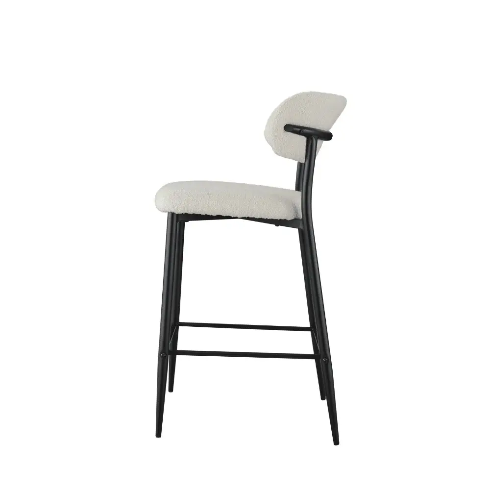 Raimon Furniture Set Of 2 Gio Modern Boucle Fabric Kitchen Counter Bar Stool 66cm - Off White