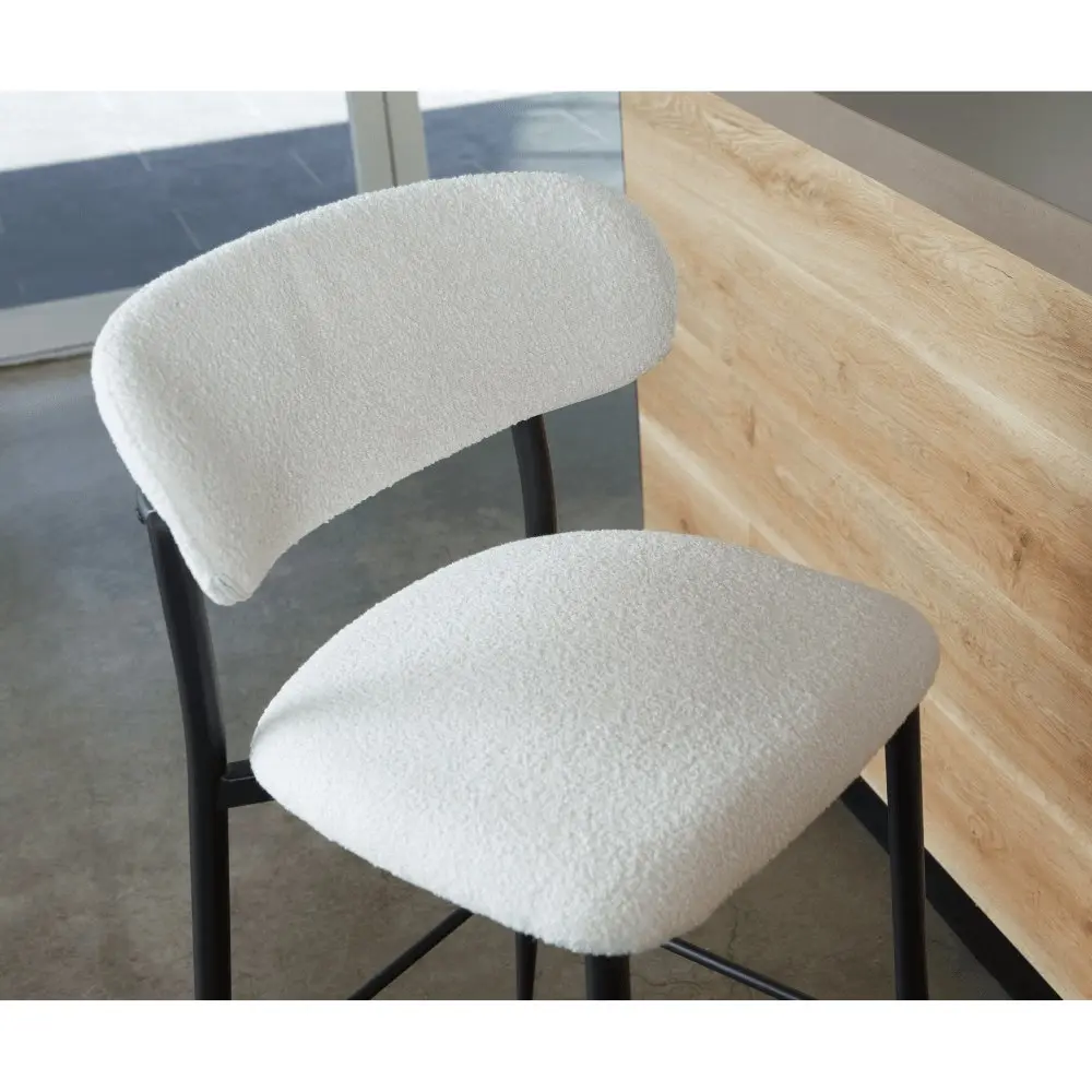 Raimon Furniture Set Of 2 Gio Modern Boucle Fabric Kitchen Counter Bar Stool 66cm - Off White